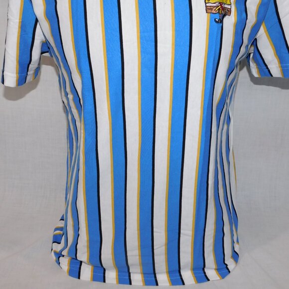 Nickelodeon Mens M  SpongeBob Squarepants Blue white Yellow Striped T Shirrt - Picture 3 of 7